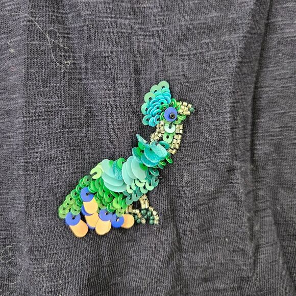 Talbots Women Sequin Peacock T-Shirt Plus Size 2x Blue Crew Neck Cotton Basic - Picture 3 of 8